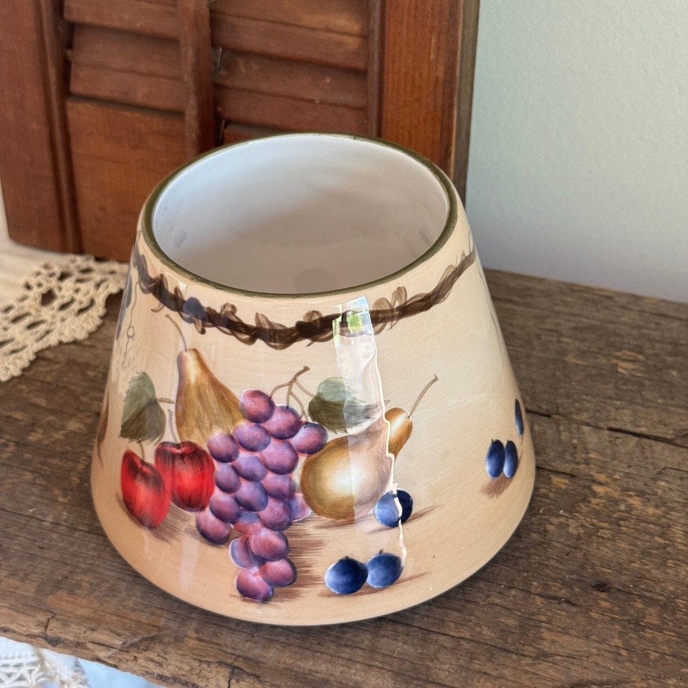 Vintage Tuscan Style Ceramic Jar Candle Topper Rustic Farmhouse Cottagecore